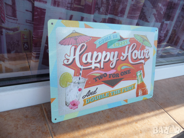 Метална табела разни Час промоция 2 за 1 напитки коктейли, снимка 2 - Рекламни табели - 44768359