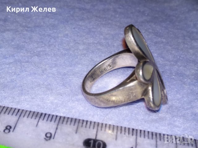 ВЕЛИКОЛЕПЕН ФЛОРАЛЕН СЕДЕФЕН СРЕБЪРЕН ПРЪСТЕН ЦВЕТЕ СРЕБРО 925 ИНКРУСТИРАН с ПОЛИРАН СЕДЕФ 13771, снимка 9 - Пръстени - 41741462