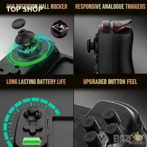 Нов Мобилен Гейм Контролер 2023 За игри iPhone и Android Bluetooth, снимка 8 - Друга електроника - 49945152