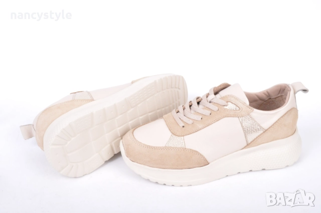 НОВО! Дамски маратонки велур и кожа - Два цвята, снимка 5 - Маратонки - 51688400