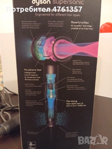 Сешоар Dyson SuperSonic, снимка 5 - Сешоари - 53790291
