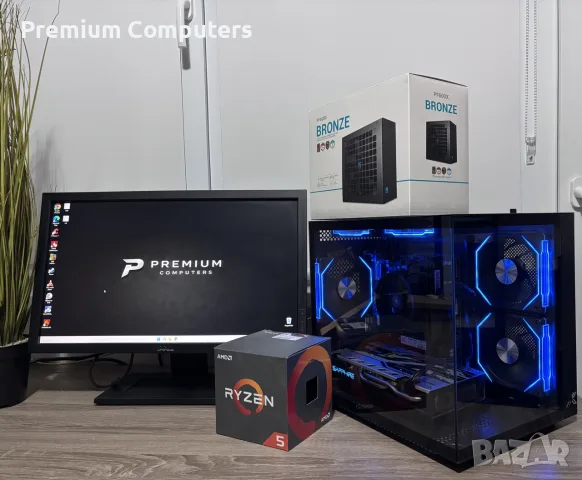 Геймърски компютър Ryzen 3600/RX580 8GB/16 Ram/512GB ssd nvme/1TB HDD/600W Bronze + Монитор DELL