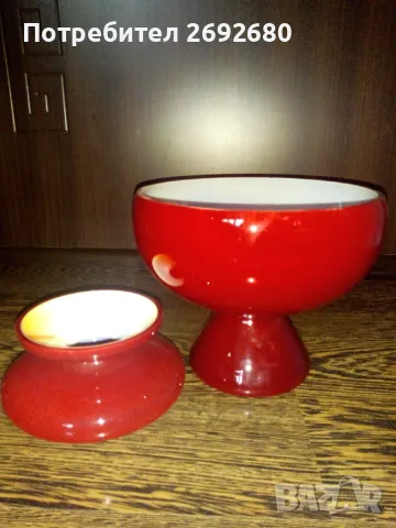 Комплект червени кристални вази от 80-те години 