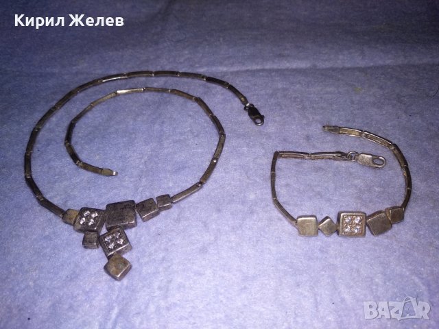 АРИСТОКРАТИЧНА СРЕБЪРНА АРТ ГРИВНА СРЕБРО925 Част От КОМЛЕКТ ИНКРУСТИРАНО с ФАСЕТИРАНИ ЦИРКОНИ 33156, снимка 3 - Гривни - 39568440