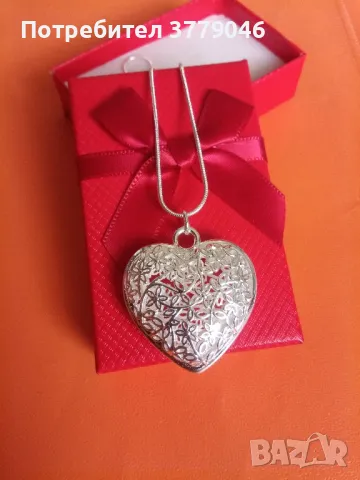 Сребърно колие Сърце , снимка 4 - Колиета, медальони, синджири - 47263927