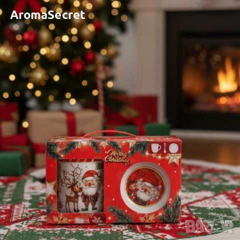 Премиум коледен подаръчен сет – керамична чаша с аксесоари, снимка 6 - Чаши - 52575746