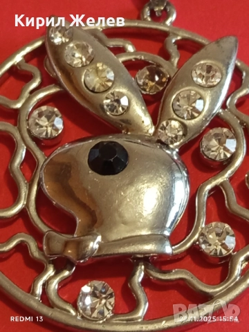 КРАСИВ ПОСРЕБРЕН МЕДАЛЬОН с ИНКРУСТИРАНИ ЦИРКОНИЙ с ЛОГОТО на ПЛЕЙБОЙ 26825, снимка 3 - Колиета, медальони, синджири - 52503473