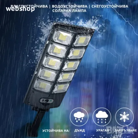 LED Улична Соларна лампа за външно осветление с фотоклетка и дистанционно W789B-5, 3000W, снимка 9 - Соларни лампи - 49160232