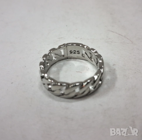 Сребърен пръстен, халка с дизайн верига