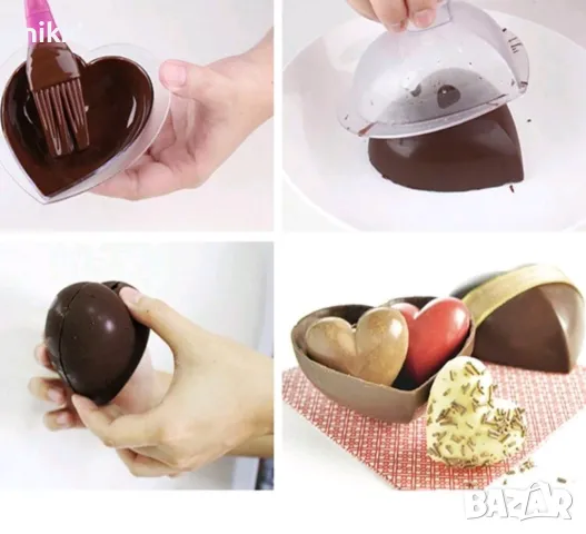 3D 3 Размера сърце форма Поликарбонатна отливка калъп молд за шоколад Шоколадова торта украса молд, снимка 9 - Форми - 27134583