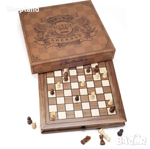 Магнитна дървена шахматна дъска с чекмеджета, снимка 7 - Шах и табла - 48672792