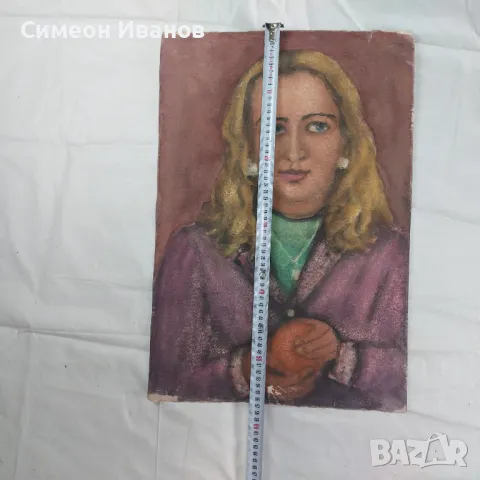 Интересна стара картина акварел портрет SG2024, снимка 7 - Картини - 47577210