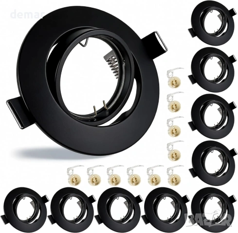 10x GU10 луни за таван, кръгли, матово бяло покритие, метална рамка, без крушки