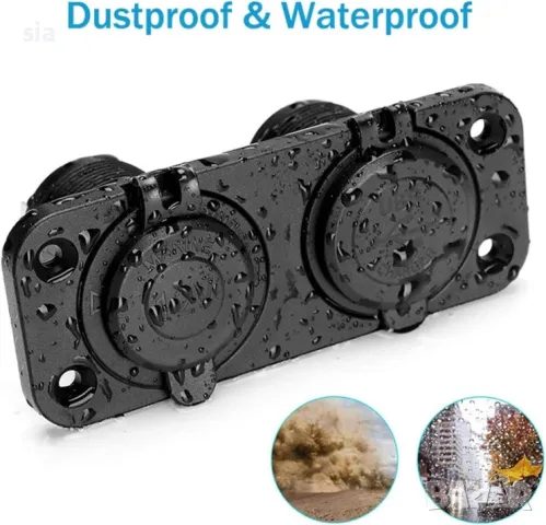 Панел за табло с Волтметър и 2бр. USB порта 4.2А с 12V изход гнездо за запалка, 10.5 x 4.2 x 5 cm