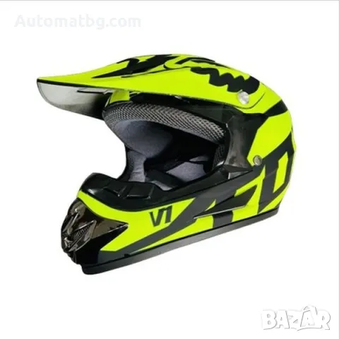 Детска каска за мотор, Кросова, 0111, S, M и L размер, Неон