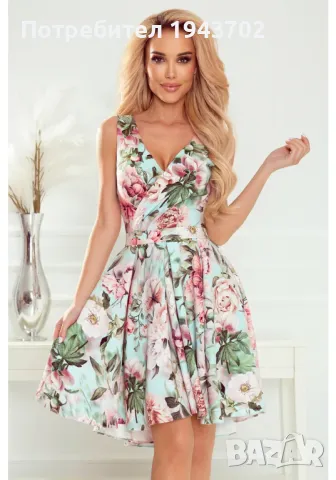 Официална рокля без ръкав с флорален принт 478-1 Numoco