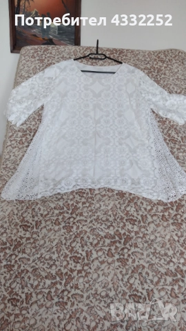 Дамска офециална бяла блуза от дантела