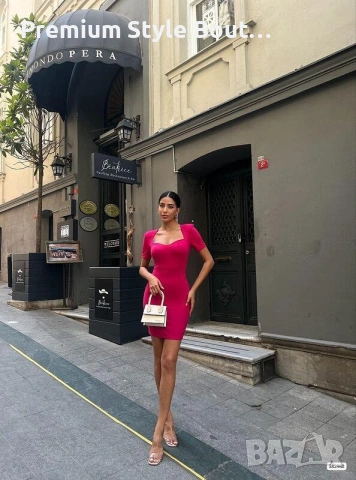 Мини рокля със сърцевидно деколте в цикламен цвят, снимка 10 - Рокли - 53645850