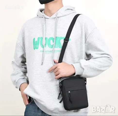 Компактна, Елегантна и Стилна Мъжка универсална черна чанта с презрамки!, снимка 2 - Чанти - 50222812