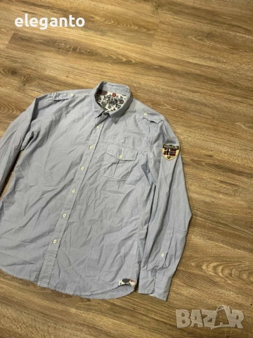 Мъжка памучна риза дълъг ръкав Napapijri Flag slim fit Long sleeve shirt , XXL размер, снимка 2 - Ризи - 53262649