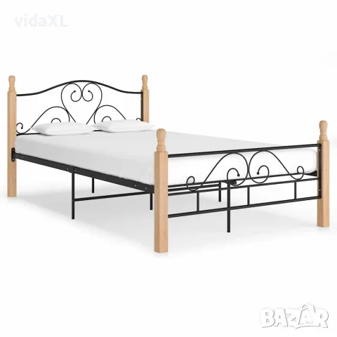 vidaXL Рамка за легло, черна, метал, 120x200 cм