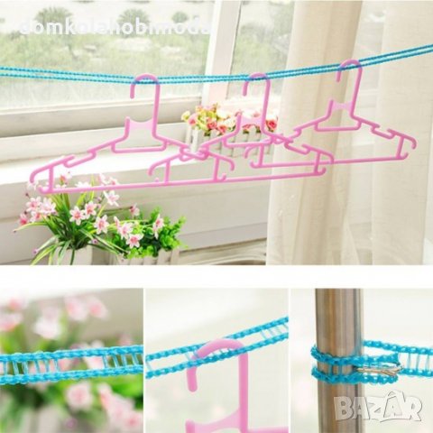 Въже за простиране с примки за закачалки метални куки в края, 5м., снимка 4 - Други стоки за дома - 34490051