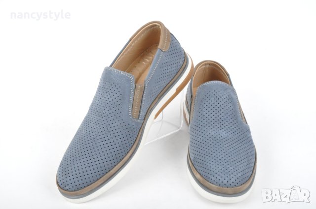 NEW! Мъжки обувки от естествен велур-Сини, снимка 2 - Спортно елегантни обувки - 40412495