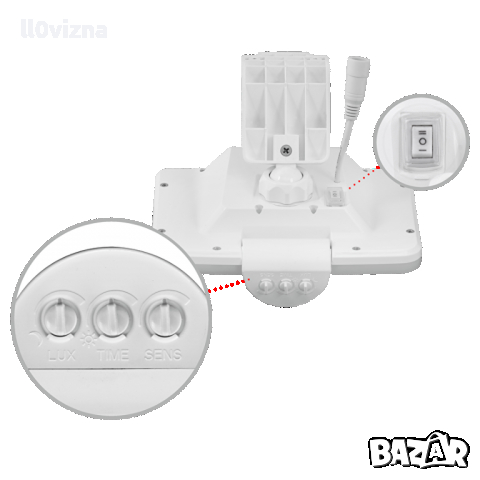 СОЛАРЕН LED ПРОЖЕКТОР С PIR ДАТЧИК ЗА ДВИЖЕНИЕ 11W, 5000K, IP54, снимка 2 - Прожектори - 36128033