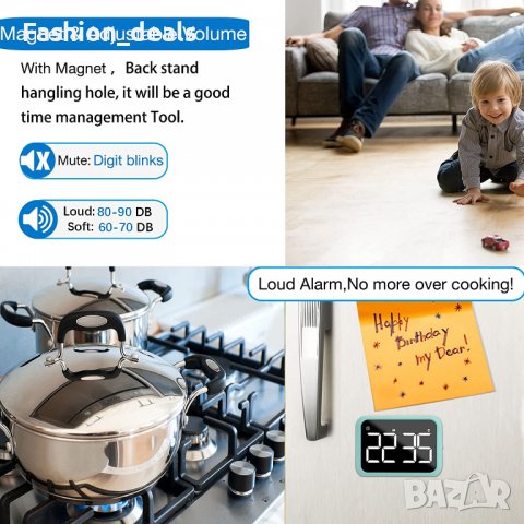 Нов Цифров кухненски таймер Голям LED дисплей обратно отброяване, снимка 4 - Друга електроника - 39914941