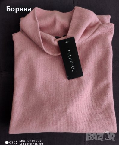 НАМАЛЕНА - Trendyol нова розова блуза с поло яка тип туника , снимка 15 - Блузи с дълъг ръкав и пуловери - 41104352