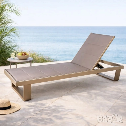 Градински шезлонг алуминий – регулируем | 197×62×33 см