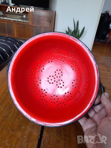 Стара емайлирана цедка,гевгир #11, снимка 4 - Други ценни предмети - 40677821