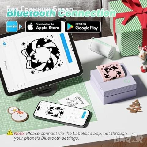 Нов Мини принтер стикер мейкър PM290 термопечат 3 ролки лепящи 54мм, снимка 2 - Друга електроника - 53535718