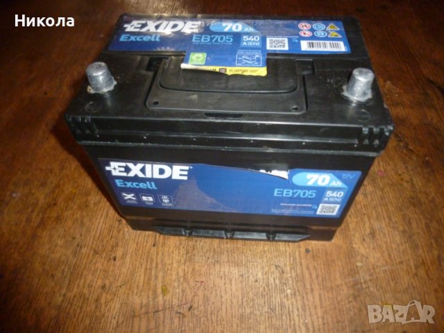 Стартов акумулатор EXIDE EXCELL EB705 12волт 70Ач 540А, снимка 2 - Аксесоари и консумативи - 42014218