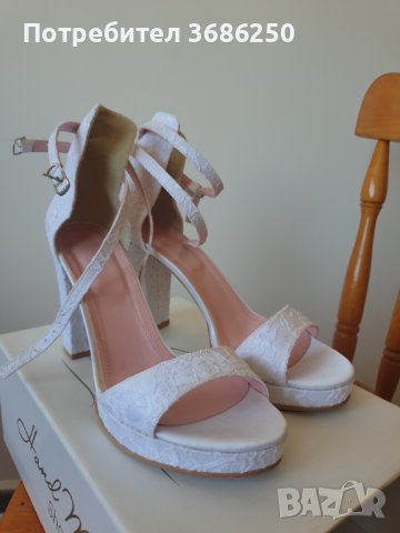 Сватбени обувки, Бели обувки, снимка 4 - Дамски обувки на ток - 44495534