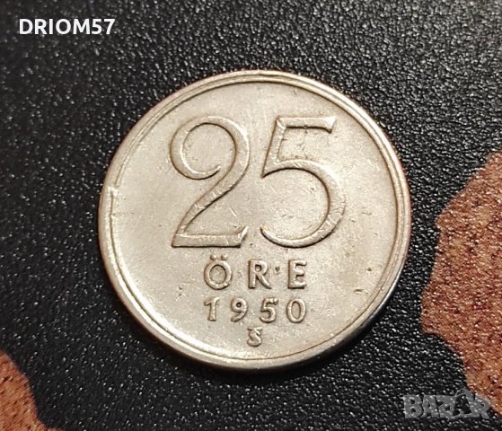 Монетa Швеция 25 йоре, 1950 , снимка 1