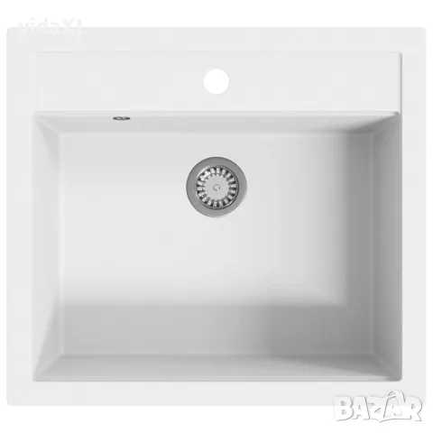 vidaXL Гранитна кухненска мивка с едно корито, бяла, снимка 1 - Мивки - 56146072