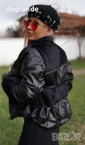 Късо черно дамско яке , снимка 5 - Якета - 53112166