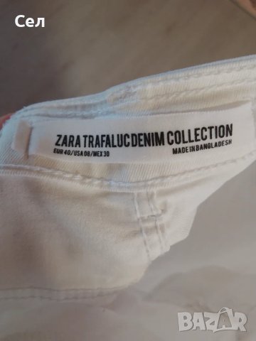 Бели вталени дънки с висока талия Zara M, снимка 2 - Дънки - 49665384