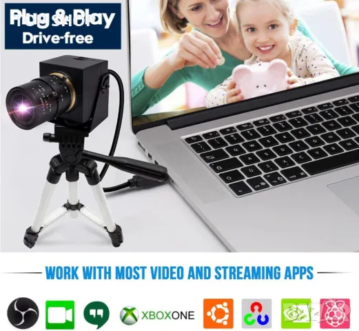 Svpro 4K USB камера HD Уеб с ръчен фокус с 2,8-12 mm променлив обектив, снимка 3 - Захранвания и кутии - 49500437