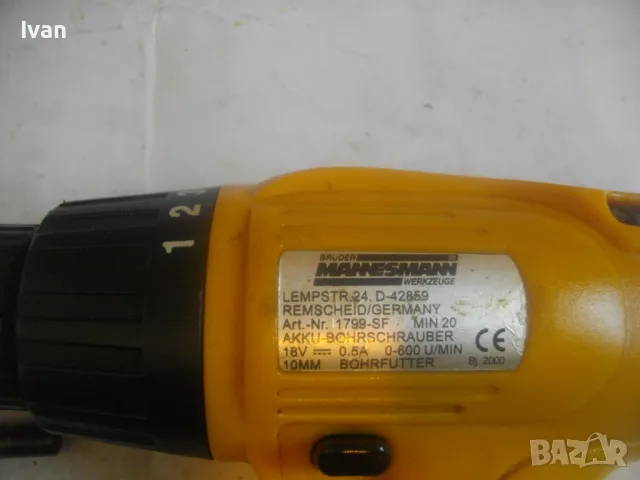 18V MANNESMANN НЕМСКИ ВИНТОВЕРТ 18 ВОЛТА С 1 БАТЕРИЯ БЕЗ ЗАРЯДНО, снимка 4 - Винтоверти - 49750499