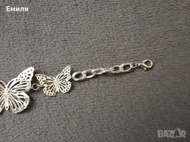 Метален колан бижу верижка с пеперуди в сребрист цвят, снимка 6 - Колани - 41755413