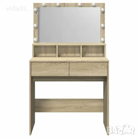 vidaXL Тоалетка с LED, дъб сонома, 80x41x134,5 см, снимка 5 - Тоалетки - 56148278