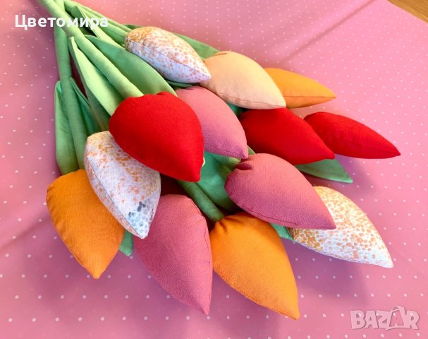 Лалета от плат / Текстилни цветя, снимка 3 - Декорация за дома - 41228247