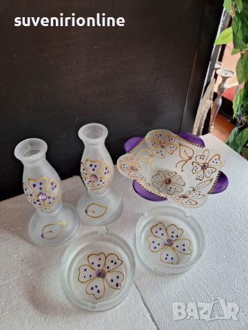 стъклен декоративен комплект, снимка 4 - Декорация за дома - 41001526