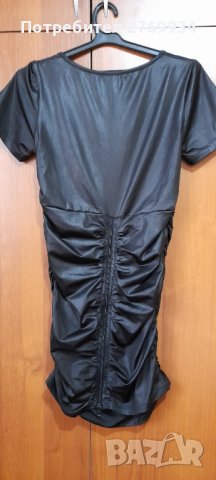 Черна кожена рокля нова размер S/M, снимка 3 - Рокли - 39811401
