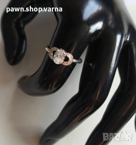 Нов сребърен пръстен 925 с фианити – размер 18 мм, снимка 4 - Пръстени - 51408868