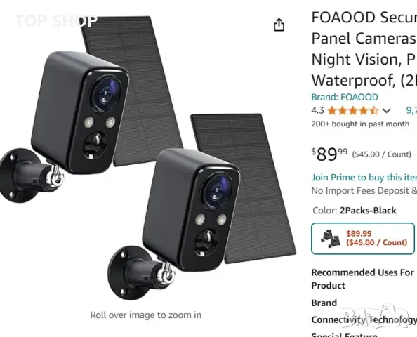FOAOOD Безжични камери за сигурност на открито със слънчеви панели Камери за домашна сигурност, Дома, снимка 9 - HD камери - 48925486
