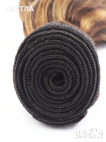 Естествена коса треса, Къдрава коса екстеншън, Естествена коса, снимка 4 - Аксесоари за коса - 51954626