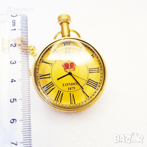 Часовник от бронз с ретро дизайн в дървена кутия, снимка 4 - Джобни - 51866917